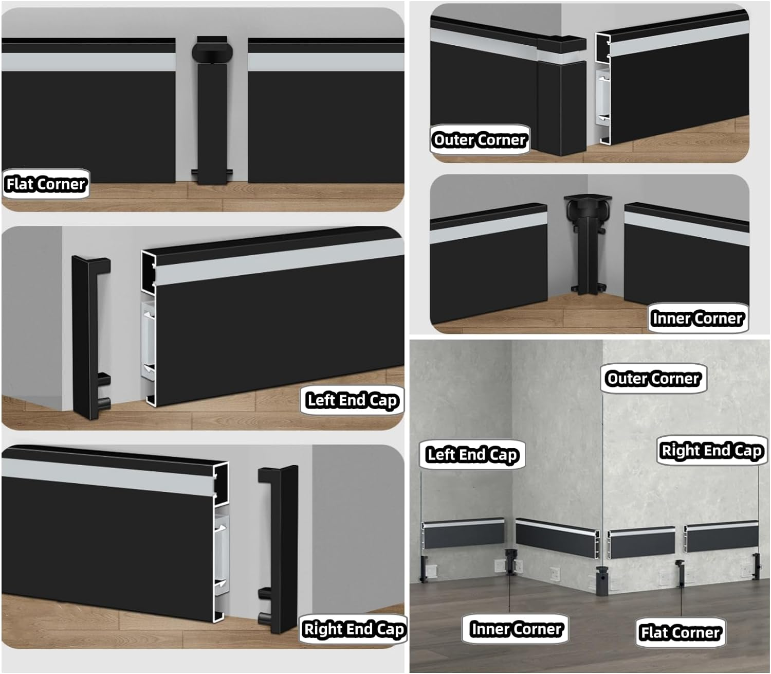 50*6mm Side LED Metal Skirting Board（Buckle）