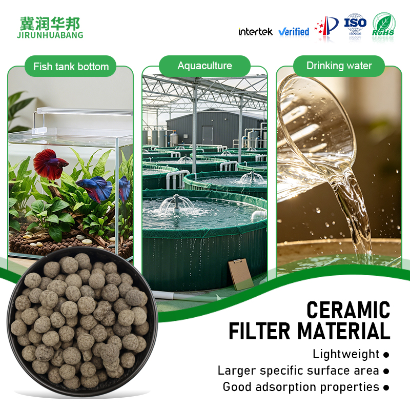 Water Treatment Ceramsite Filter Media For Biofilter Uniform Pore Structure Low Backwash Loss Water Purification Media