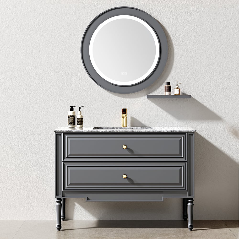 Premium China Cabinet Manufacturer Wall Mounted Wooden Painting Long Bathroom Cabinets With Round Mirror