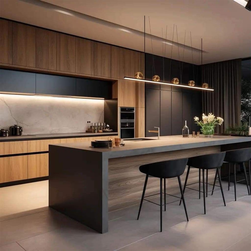 Elegant Style Small Apartment Kitchen Cabinet Handless Hardware With Oven Ready to Assemble Full Complete