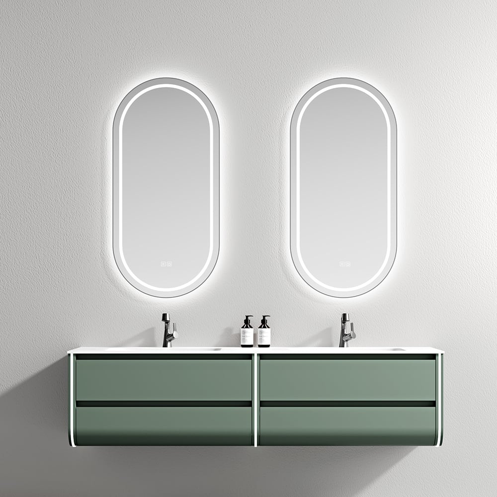 High Quality double Sink Bathroom Wall Cabinet Floor Standing Brown Painted Bathroom Vanity with Mirror for Bathroom