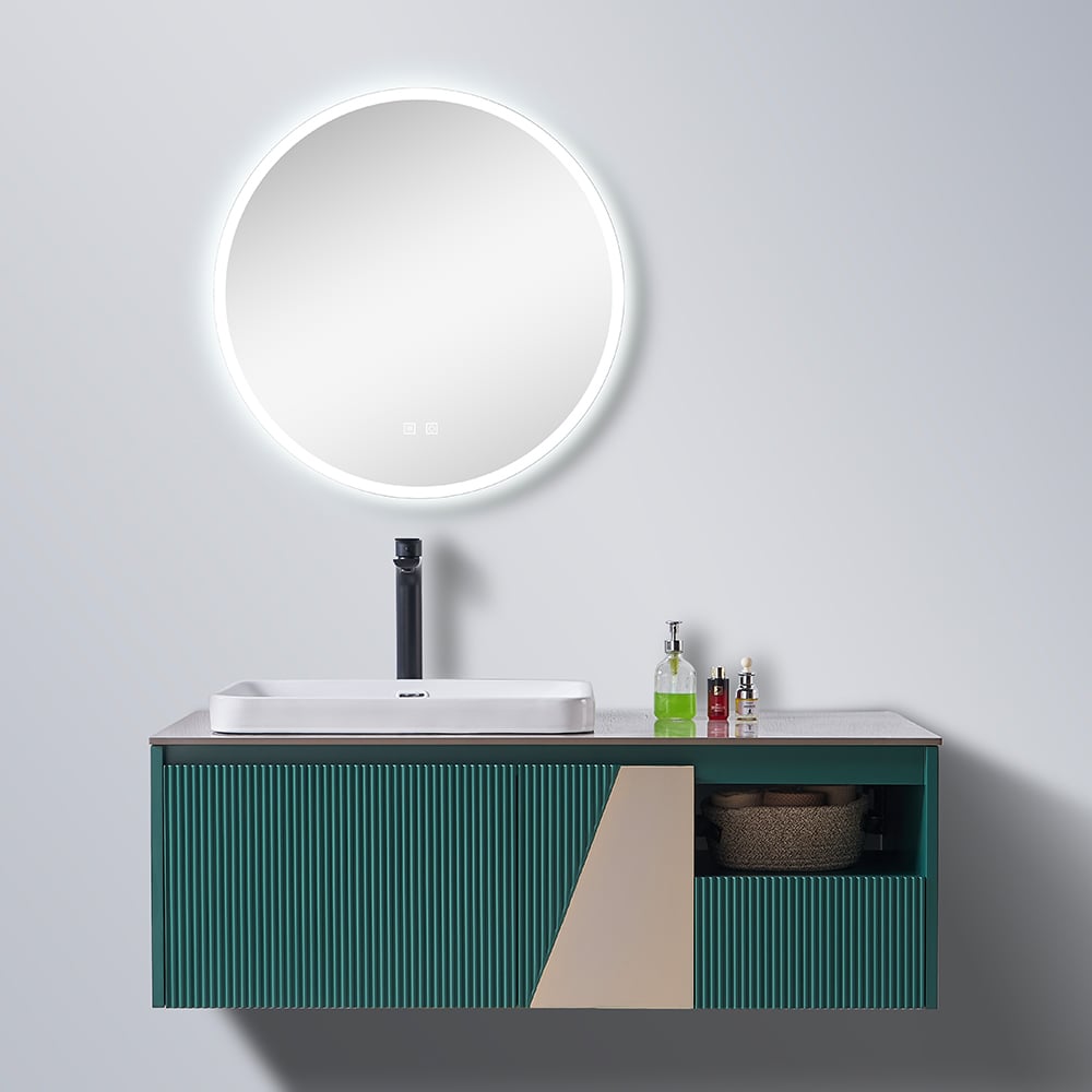 Contemporary Bathroom Vanity With Artificial White Marble Commercial Wall Mounted Bathroom Vanity