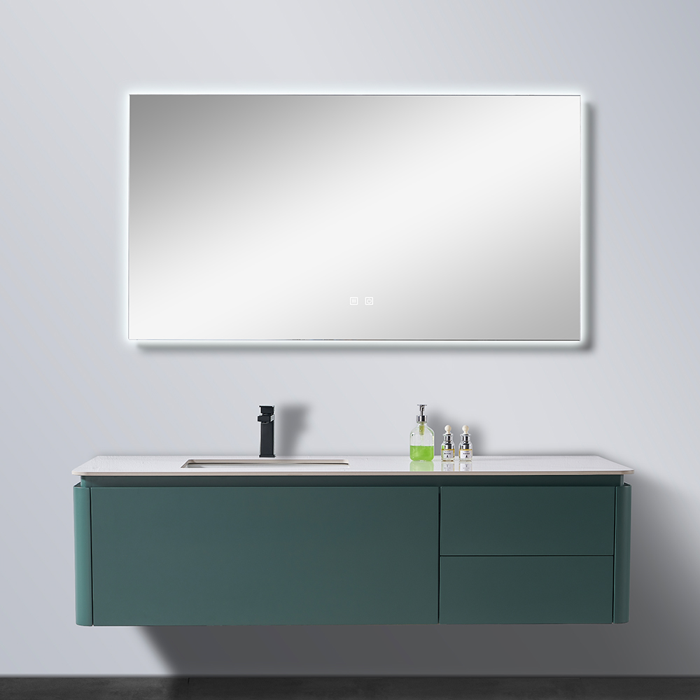 Wood texture double sink wall mounted bathroom vanity AGBV004