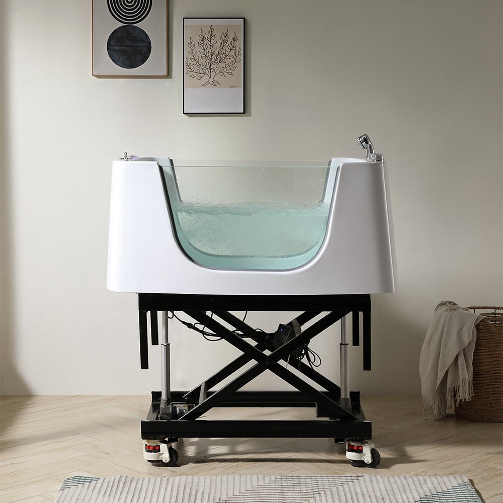 Modern Luxury Wholesale Glass and Acrylic Pet Clean Station Grooming Bath Tub Dog Spa Bathtub