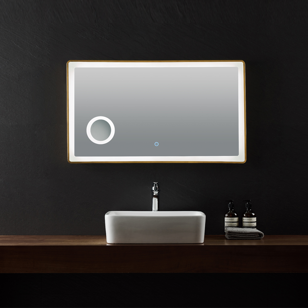 Contemporary Smart Rectangle Rotating LED Mirror Home Hotel Bathroom Vanity Mirror White Light Bathroom Mirror With LED Lights