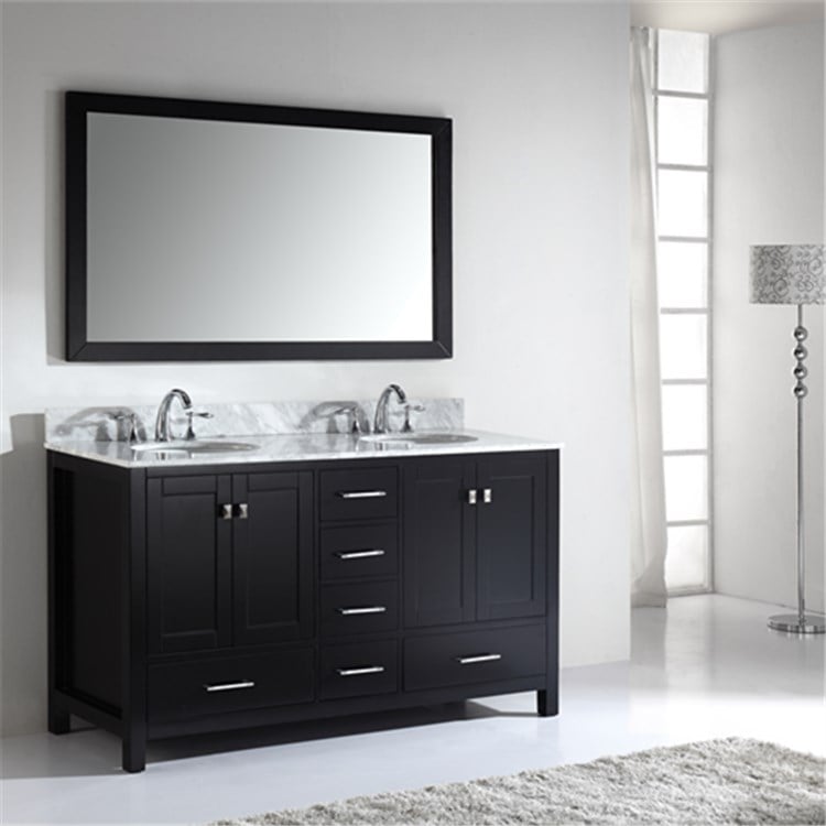 Cheap Cost Wall Mounted Bathroom Vanity Two Drawers Light Grey Bathroom Cabinet Set With Long Handle For Wholesal