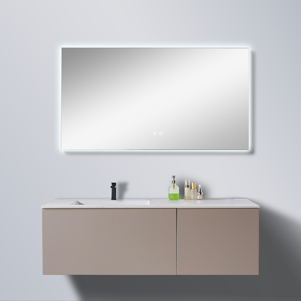 High End Modern Art Wooden Fancy Mable Pattern Basin Custom Mirror Cabinet Bathroom Cabinet Vanities
