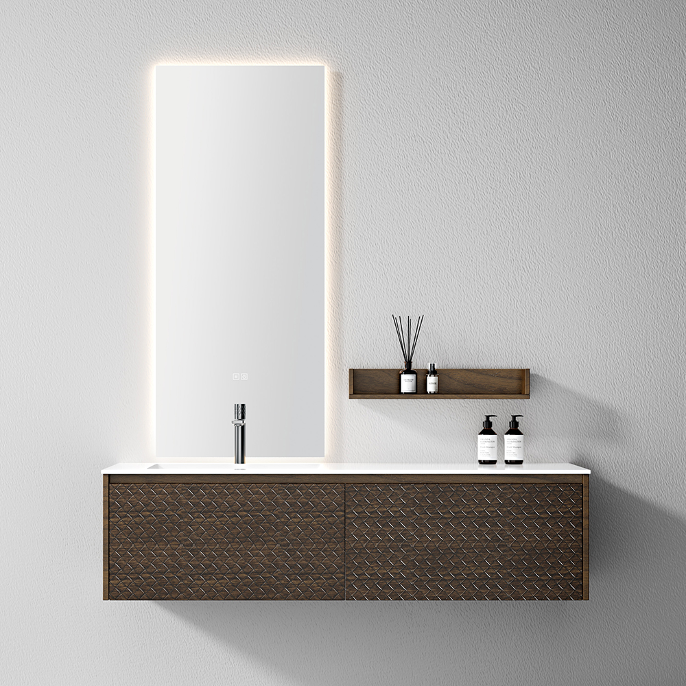 Luxury Design Double Sink Bathroom Wall Cabinet Floor Standing Brown Painted Bathroom Vanity with Mirror for Bathroom