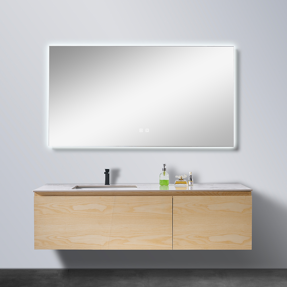  Modern Art Wooden Fancy Mable Pattern Basin Custom Mirror Cabinet Bathroom Cabinet Vanities For Bathroom