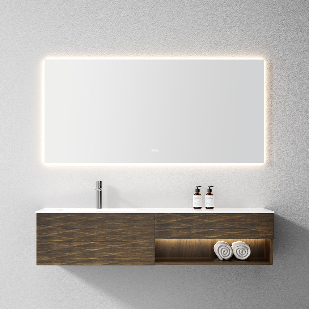Modern Luxury Double Sink Bathroom Wall Cabinet Floor Standing Brown Painted Bathroom Vanity with Mirror for Bathroom