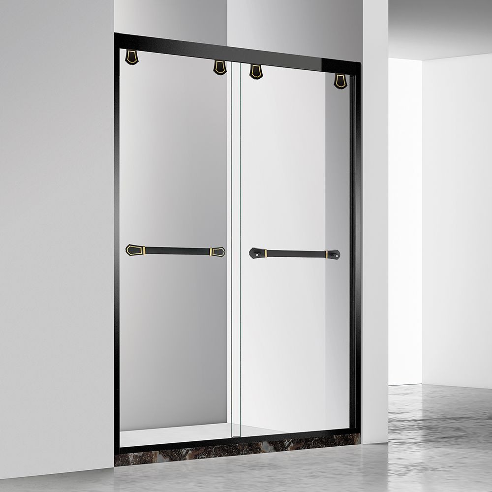 Factory Direct Hotel Style Matte Black Frameless Sliding Shower Door Tempered Glass