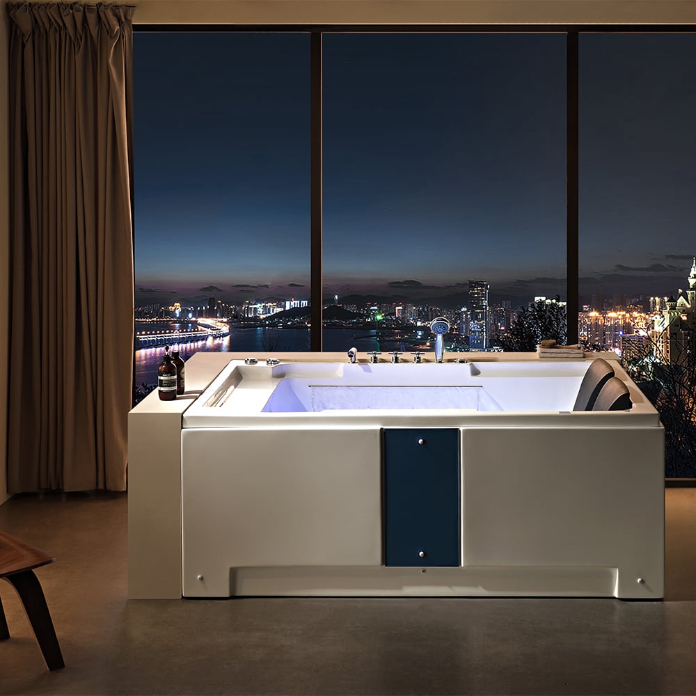 Factory Direct Customized Hot Sell 2-Person Acrylic Luxury Massage Free Standing Whirlpool Indoor Jacuzz  Bathtub