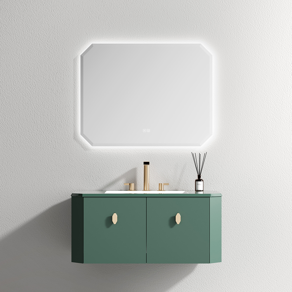 Wholesale Price Single Sink Bathroom Wall Cabinet Floor Standing Brown Painted Bathroom Vanity with Mirror for Bathroom