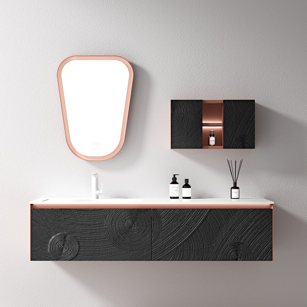 Good Price Double Sink Bathroom Wall Cabinet Floor Standing Brown Painted Bathroom Vanity with Mirror for Bathroom