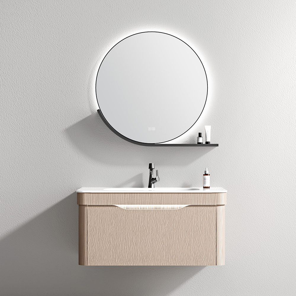 Modern Design double Sink Bathroom Wall Cabinet Floor Standing Brown Painted Bathroom Vanity with Mirror for Bathroom