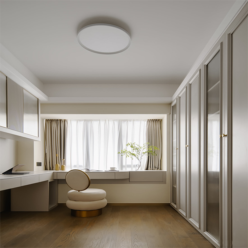 Ropero en Forma de U con Acabado de Melamína, Muebles Modernos para Dormitorio con Luces LED y Madera de Contrachapado