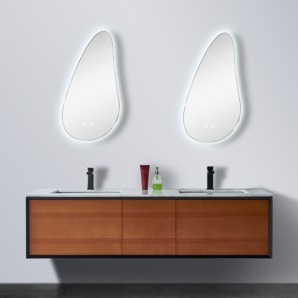 Cheap Price China Cabinet Manufacturer Wall Mounted Wooden Painting Long Bathroom Cabinets With Round Mirror