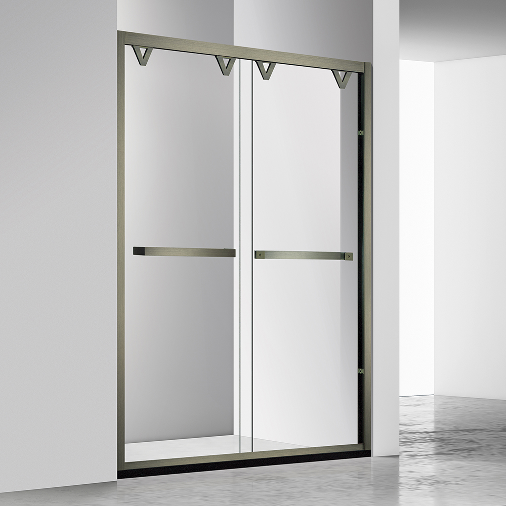 Modern Luxury Hotel Style Matte Black Frameless Sliding Shower Door Tempered Glass For Bathroom