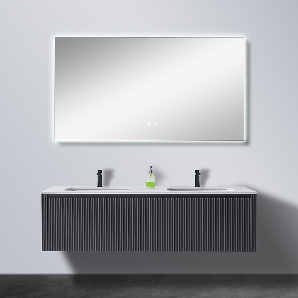 Best Selling Modern Art Wooden Fancy Mable Pattern Basin Custom Mirror Cabinet Bathroom Cabinet Vanities For Bathroom