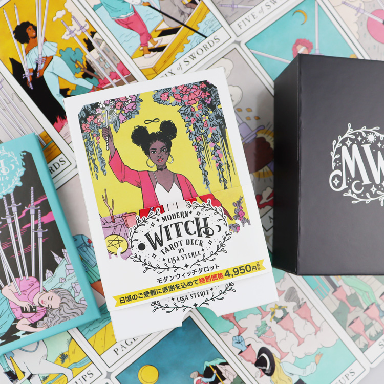Jeu de tarot moderne Sorcière avec bords holographiques arc-en-ciel et guide inclus OEM ODM