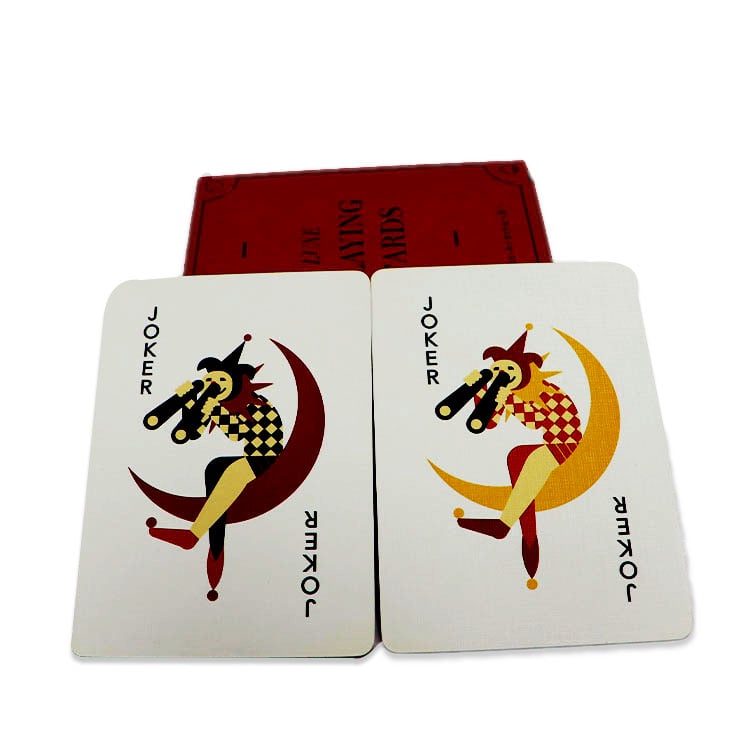 Red Stripe German Black Core Poker Cards - Geometric Retro Design