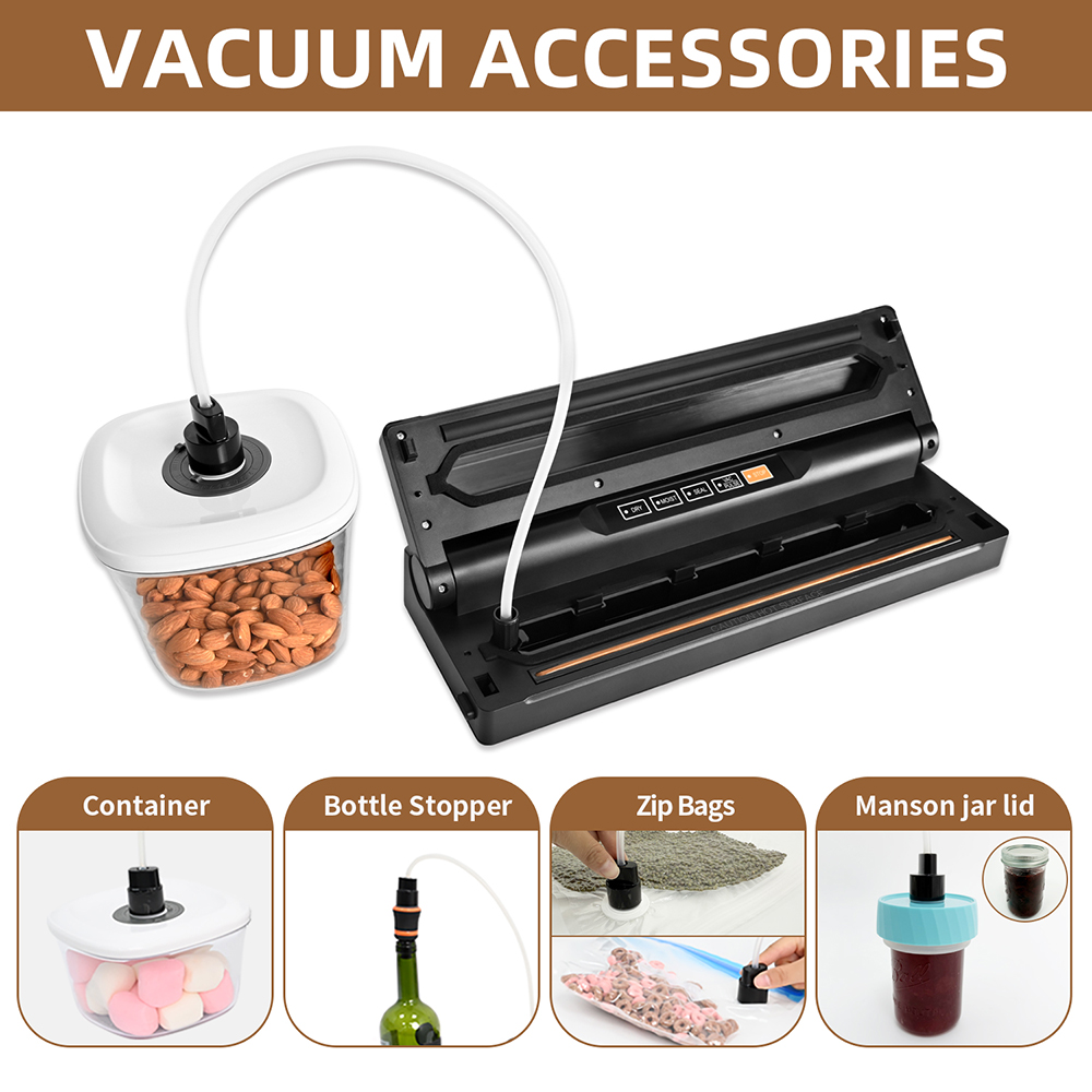 VS6616 Compact Vacuum Sealer with Removable Drip Tray, Built-in Cutter, Dry & Moist Modes, Pulse Function & Accessory Hose for Containers and Bottles