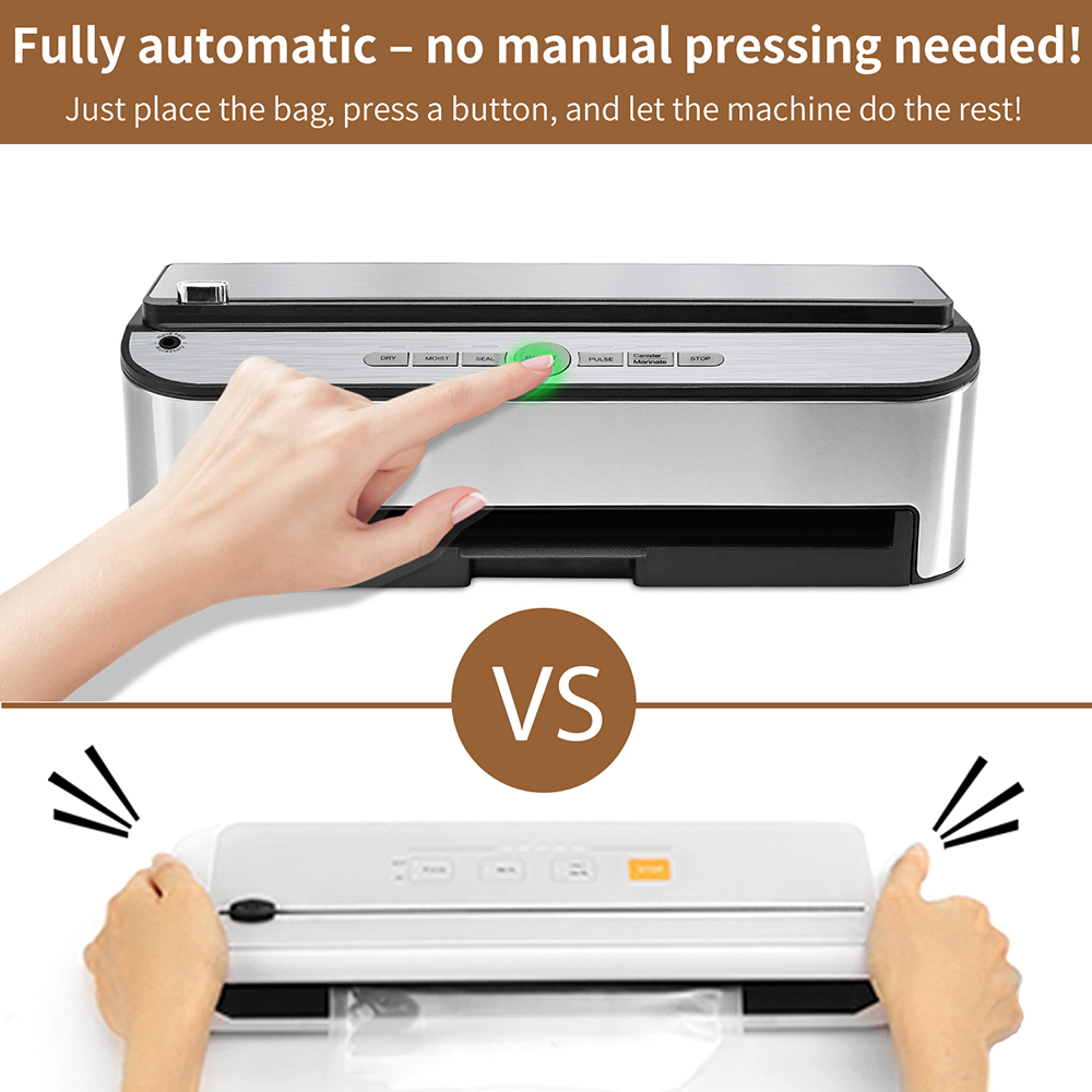 VS6685J Fully Automatic Vacuum Sealer with Built-In Roll Storage, Built-in Cutter, Removable Drip Tray, Dry & Moist Modes, Pulse Function & Accessory Hose for Containers and Bottles
