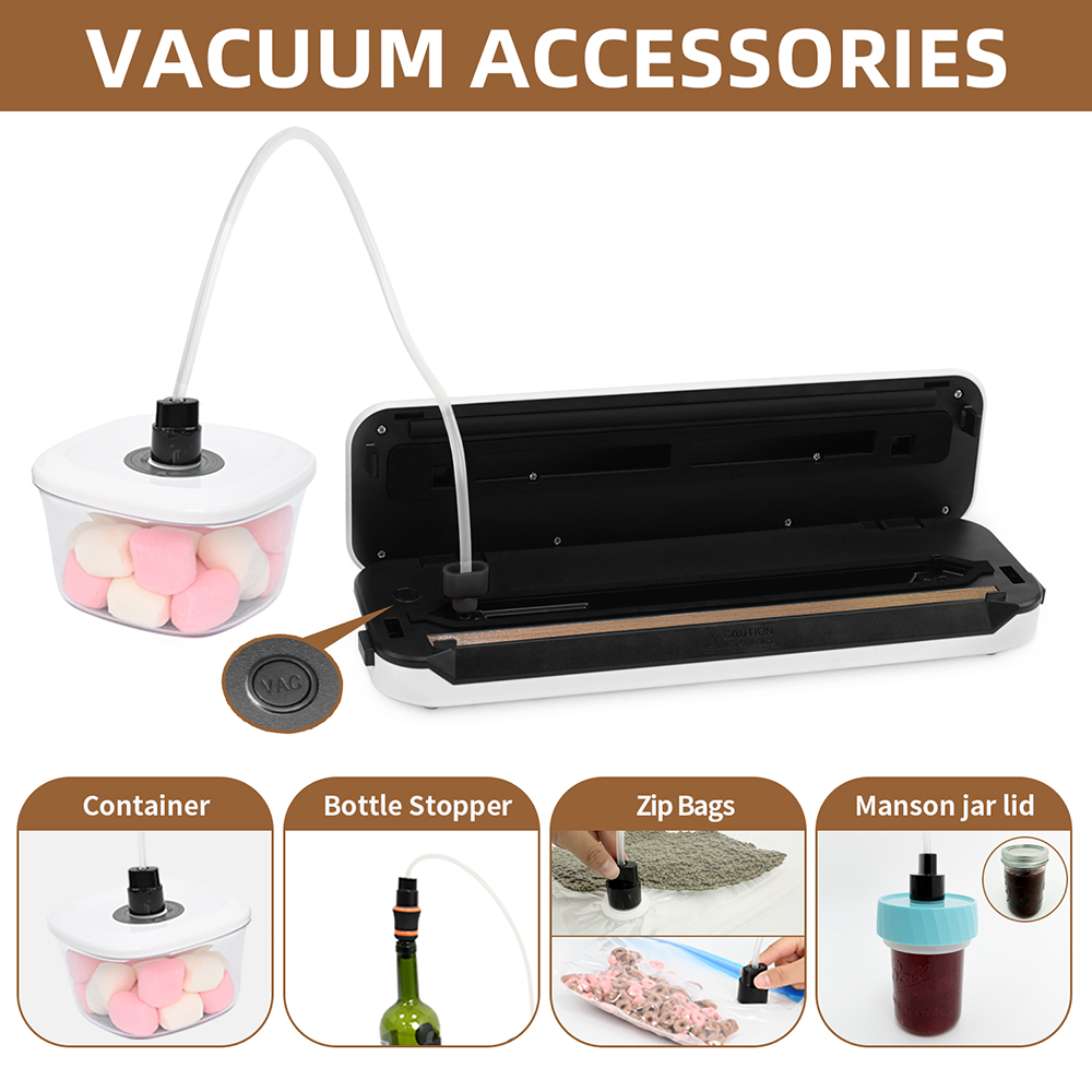 VS6621X Compact Vacuum Sealer with Built-in Cutter, Dry & Moist Modes, Pulse Function & Accessory Hose for Containers and Bottles