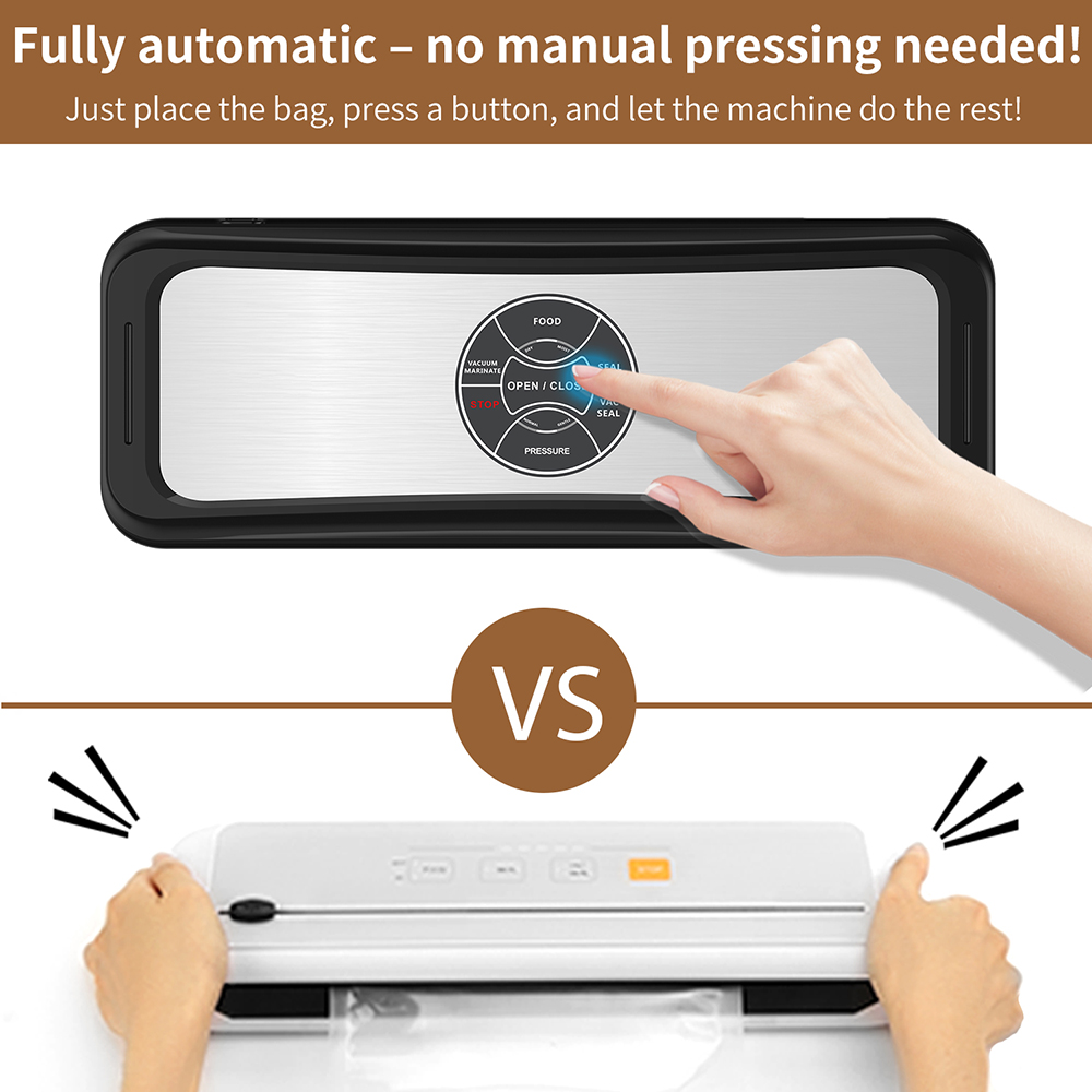 VS6683 Fully Automatic Vacuum Sealer with Removable Drip Tray, Built-in Cutter, Dry & Moist Modes, Normal & Gentle Pressure Setting, Accessory Hose for Containers and Bottles