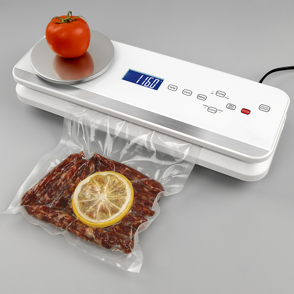 VS6680M Fully Automatic Vacuum Sealer with Digital Scale, Removable Drip Tray, Built-in Cutter, Dry & Moist Modes, Normal & Gentle Pressure Setting, Accessory Hose for Containers and Bottles