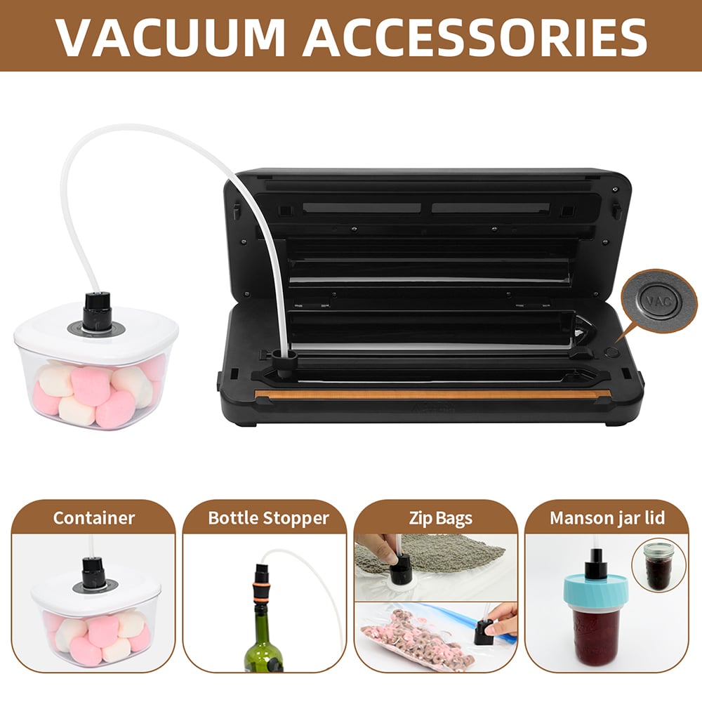 VS6602X Vacuum Sealer with Built-In Roll Storage, Built-in Cutter, Dry & Moist Modes, Pulse Function & Accessory Hose for Containers and Bottles
