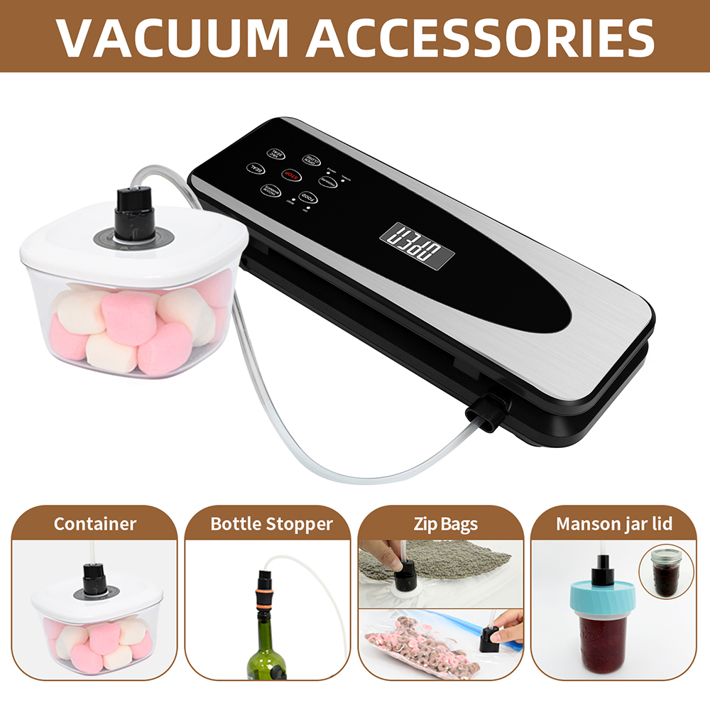 VS6681S Fully Automatic Vacuum Sealer with Removable Drip Tray, Built-in Cutter, Dry & Moist Modes, Normal & Gentle Pressure Setting, Accessory Hose for Containers and Bottles