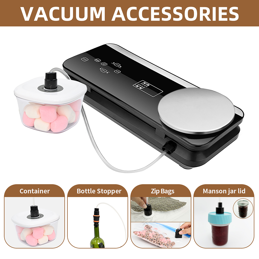 VS6680M Fully Automatic Vacuum Sealer with Digital Scale, Removable Drip Tray, Built-in Cutter, Dry & Moist Modes, Normal & Gentle Pressure Setting, Accessory Hose for Containers and Bottles