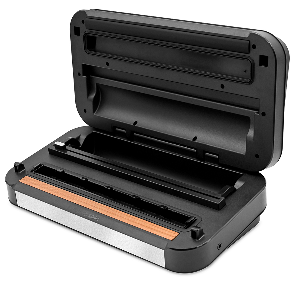 VS8001 Handle Vacuum Sealer with Built-In Roll Storage, Built-in Cutter, Removable Drip Tray, Countdown of the remaining Sealing Time, Air-pumping Function, Dry & Moist & Super Moist Modes, Normal & Gentle Pressure Setting, Pulse Function & Accessory Hose