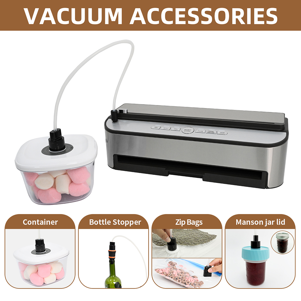 VS6685J Fully Automatic Vacuum Sealer with Built-In Roll Storage, Built-in Cutter, Removable Drip Tray, Dry & Moist Modes, Pulse Function & Accessory Hose for Containers and Bottles