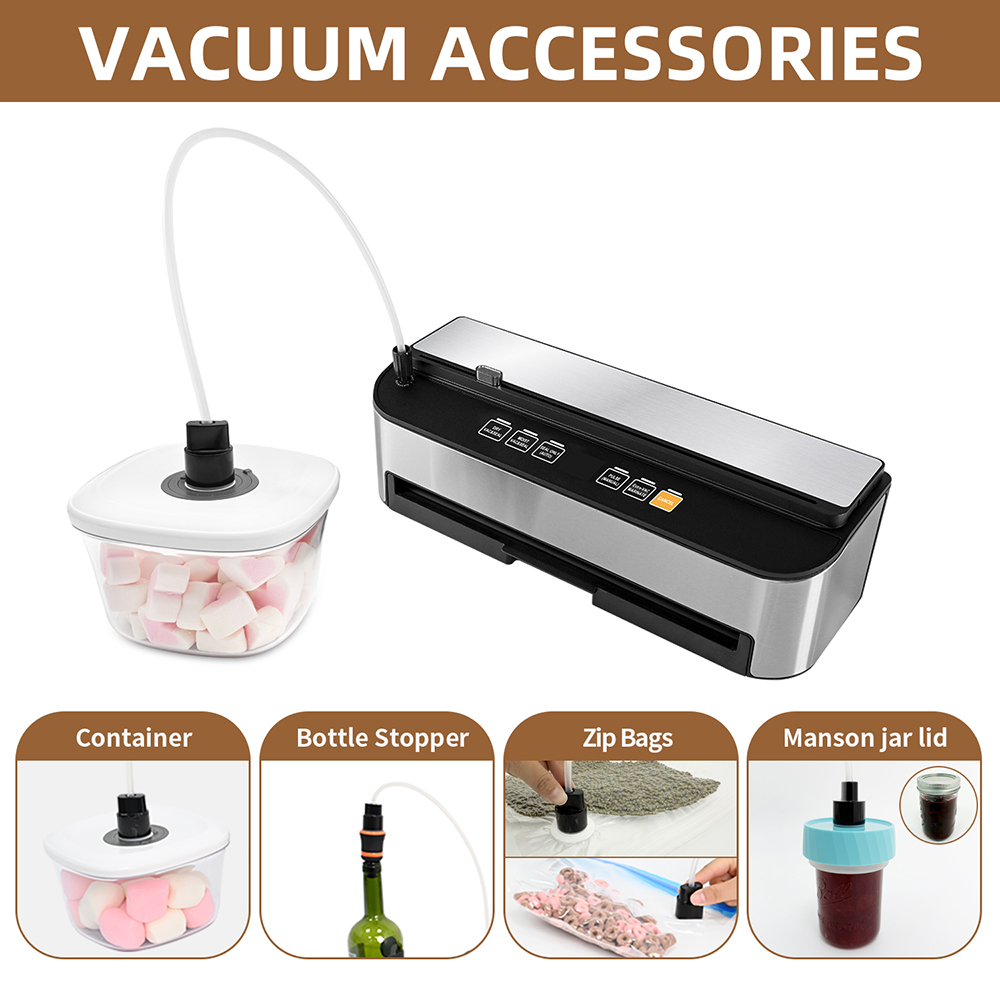 VS6685H Fully Automatic Vacuum Sealer with Built-In Roll Storage, Built-in Cutter, Removable Drip Tray, Countdown of the remaining Sealing Time, Dry & Moist Modes, Pulse Function & Accessory Hose for Containers and Bottles
