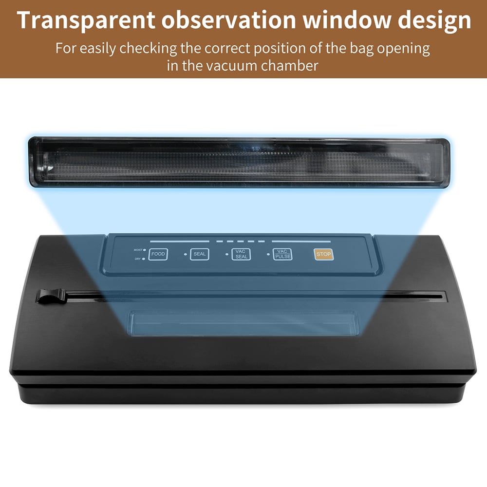 VS2201 Vacuum Sealer with Observation Window, Built-in Cutter, Dry & Moist Modes, Pulse Function & Accessory Hose for Containers and Bottles