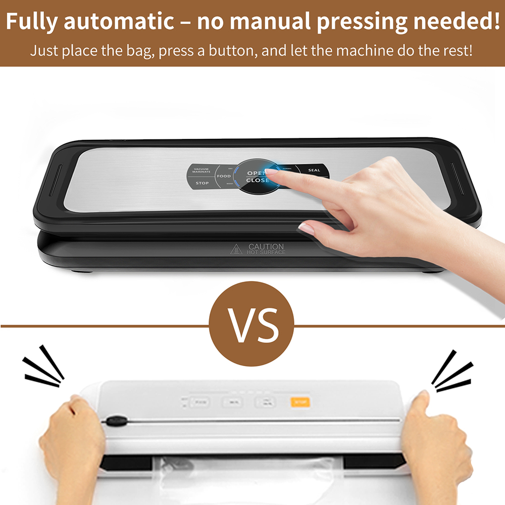 VS6682 Fully Automatic Vacuum Sealer with Removable Drip Tray, Built-in Cutter, Dry & Moist Modes, Normal & Gentle Pressure Setting, Accessory Hose for Containers and Bottles