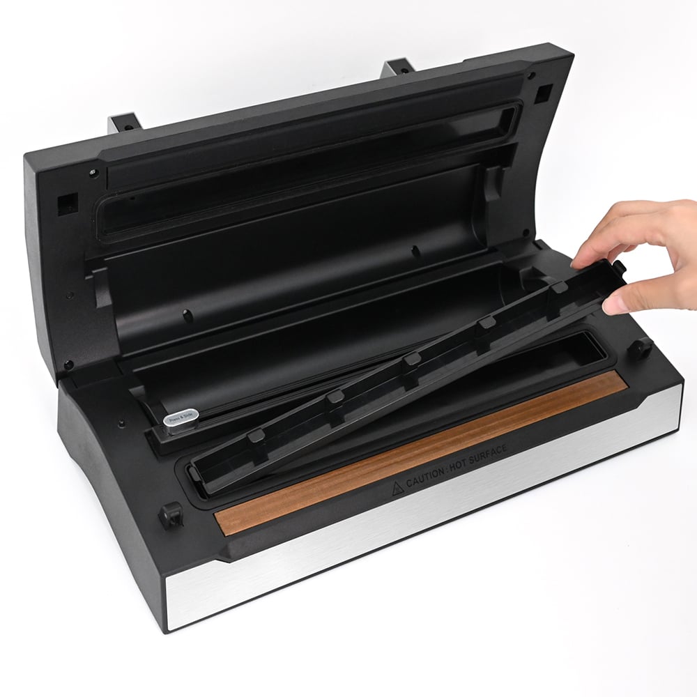VS8002 Handle Vacuum Sealer with Built-In Roll Storage, Built-in Cutter, Removable Drip Tray, Countdown of the remaining Sealing Time, Dry & Moist Modes, Pulse Function & Accessory Hose for Containers and Bottles