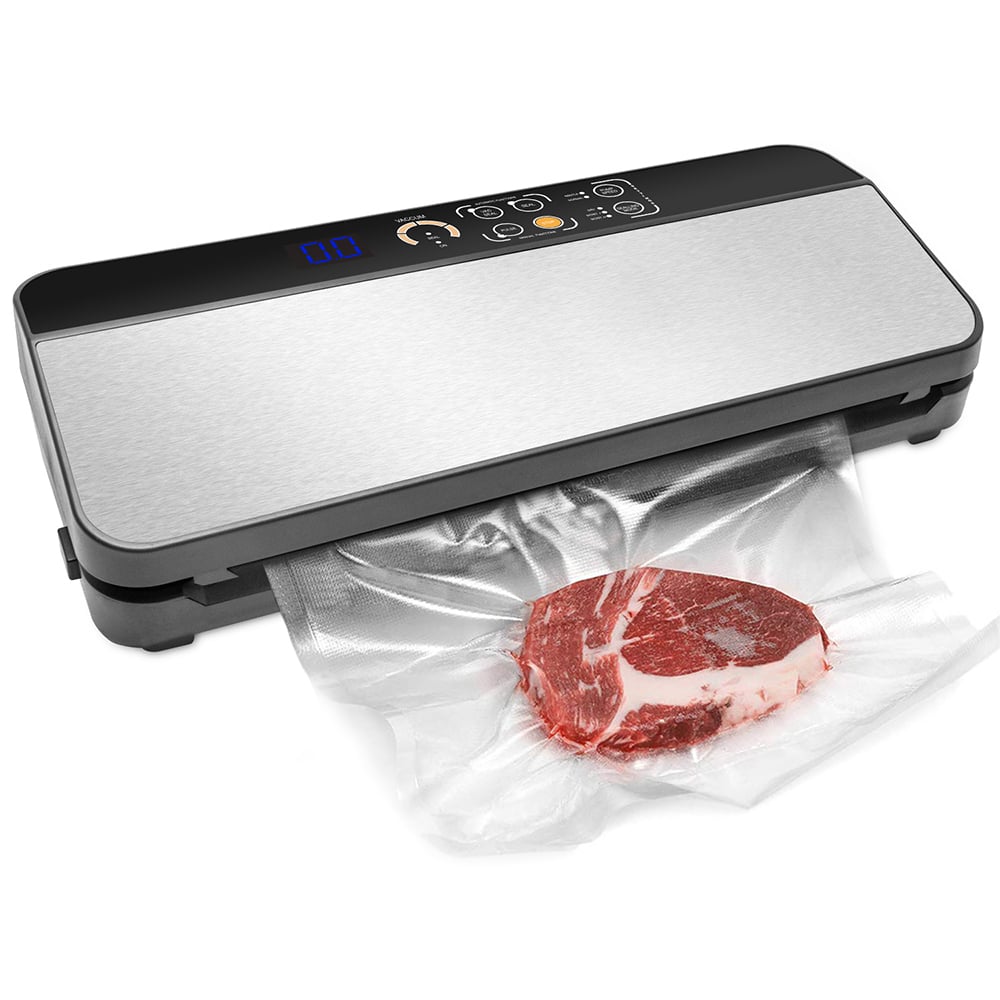 VS6606X Vacuum Sealer with Built-In Roll Storage, Built-in Cutter, Countdown of the Remaining Sealing Time, Dry & Moist & Super Moist Modes, Normal & Gentle Pressure Setting, Pulse Function & Accessory Hose for Containers and Bottles