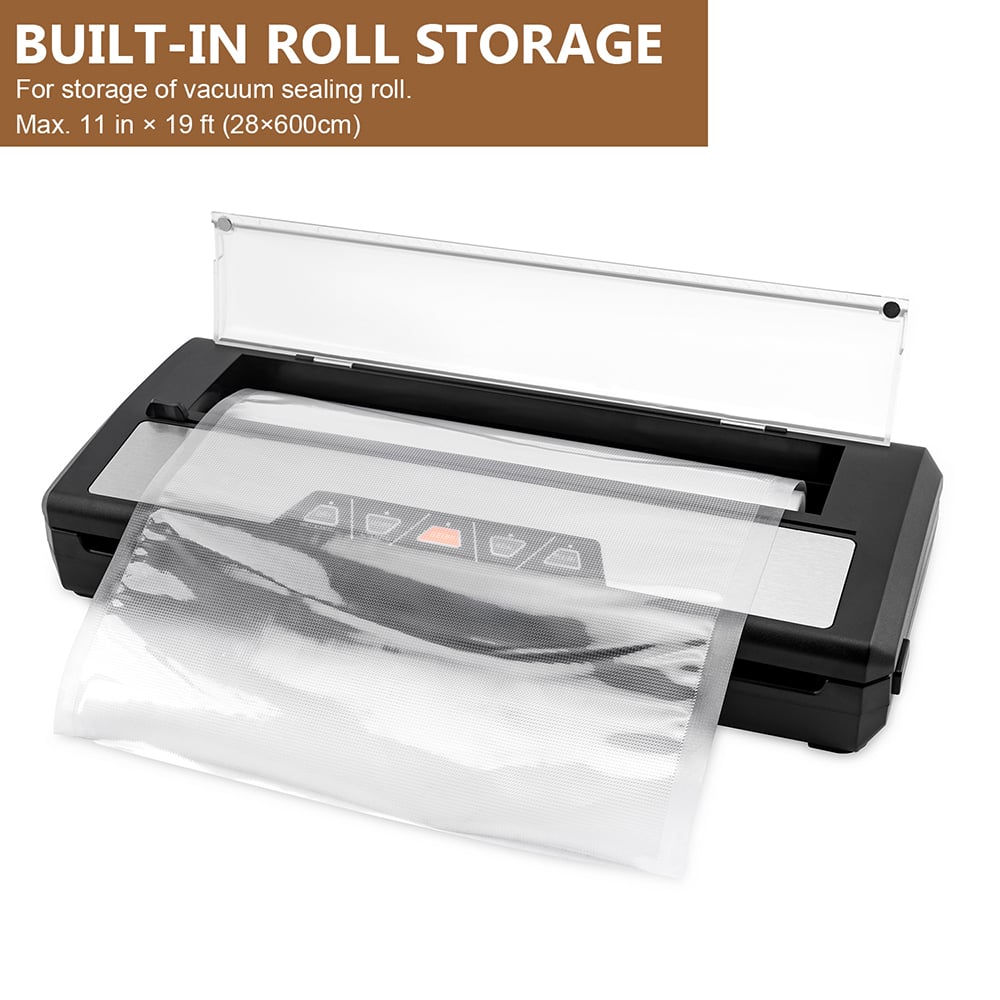 VS6605 Vacuum Sealer with Built-In Roll Storage, Built-in Cutter, Dry & Moist Modes, Pulse Function & Accessory Hose for Containers and Bottles