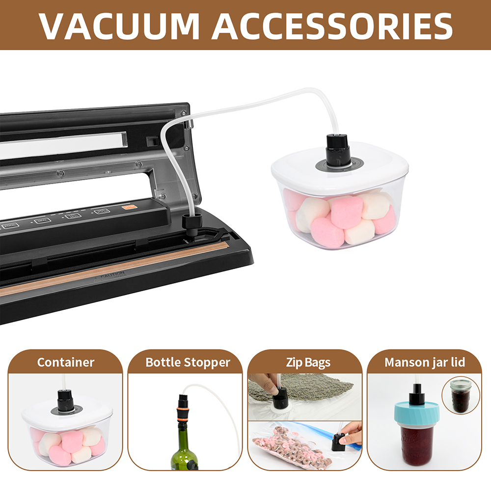 VS2202 Vacuum Sealer with Observation Window, Built-in Cutter, Dry & Moist Modes, Pulse Function & Accessory Hose for Containers and Bottles