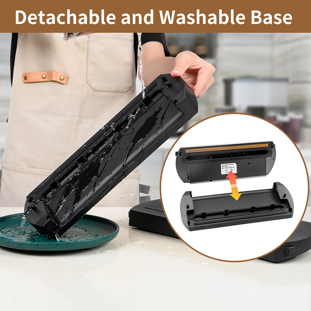 VS6630 Vacuum Sealer with Detachable Base, Built-in Cutter, Dry & Moist Modes, Pulse Function & Accessory Hose for Containers and Bottles