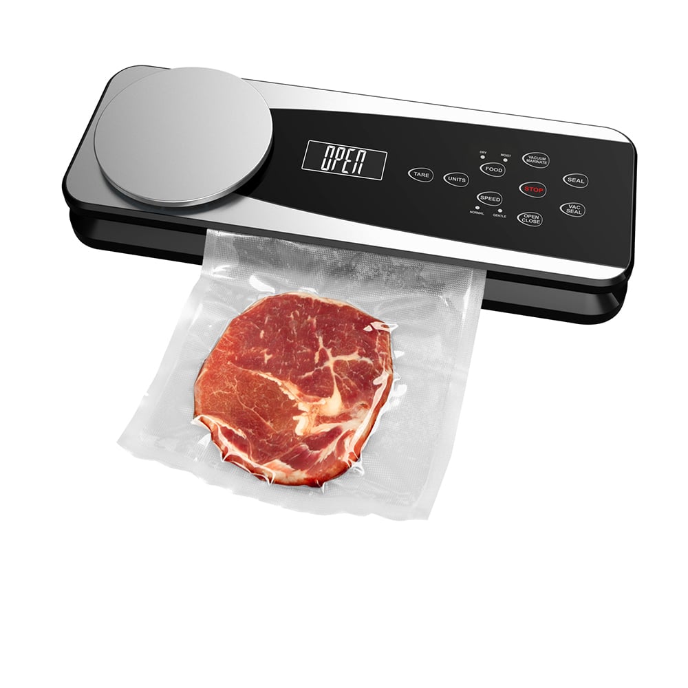 VS6681M Fully Automatic Vacuum Sealer with Digital Scale, Removable Drip Tray, Built-in Cutter, Dry & Moist Modes, Normal & Gentle Pressure Setting, Accessory Hose for Containers and Bottles