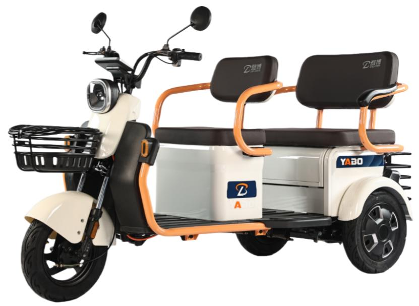 Triciclo elétrico T30 de 800 W com assento para passageiro e display LCD.