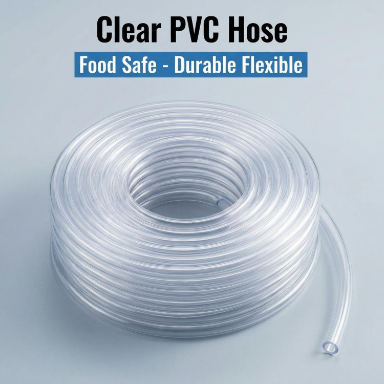 Clear PVC Hose — Transparent · Flexible · Chemical Resistant · 17 Standard Sizes