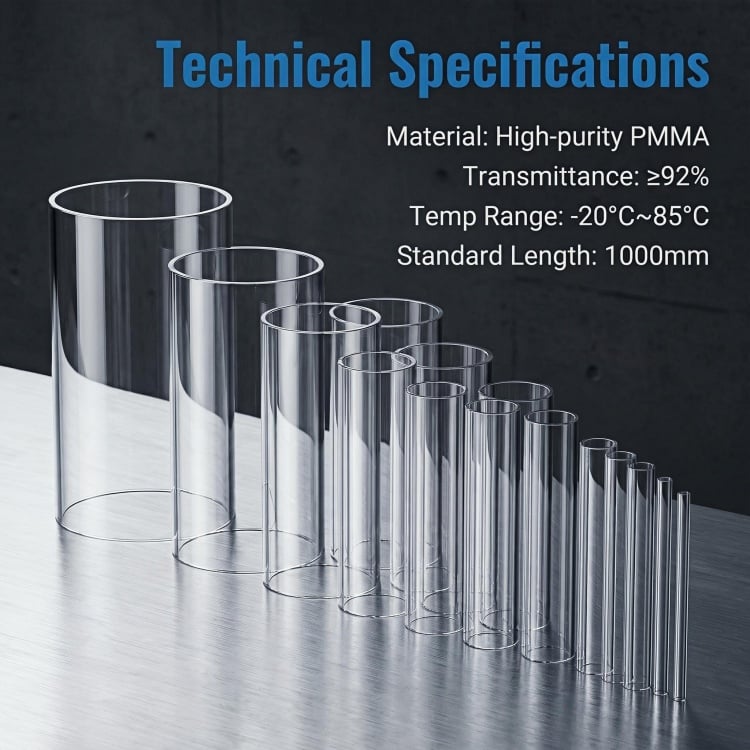 Acrylic Round Tube | Clear PMMA Tubing for Lighting & Display