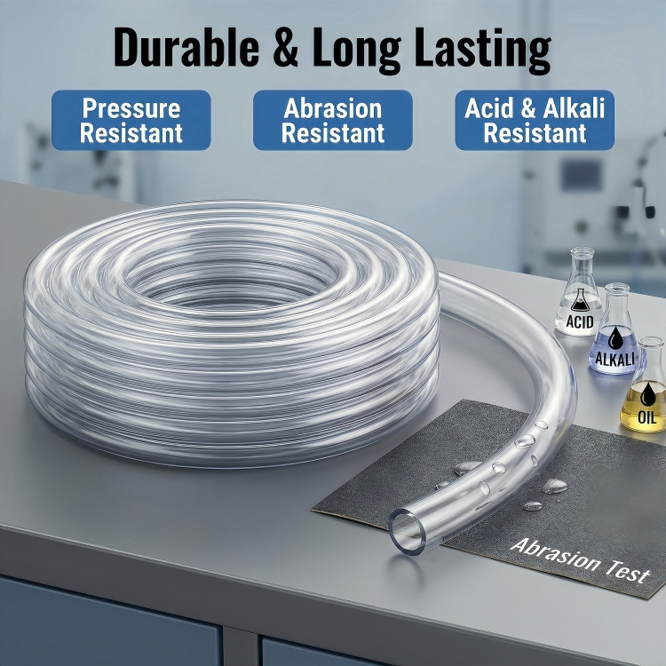 Clear PVC Hose — Transparent · Flexible · Chemical Resistant · 17 Standard Sizes