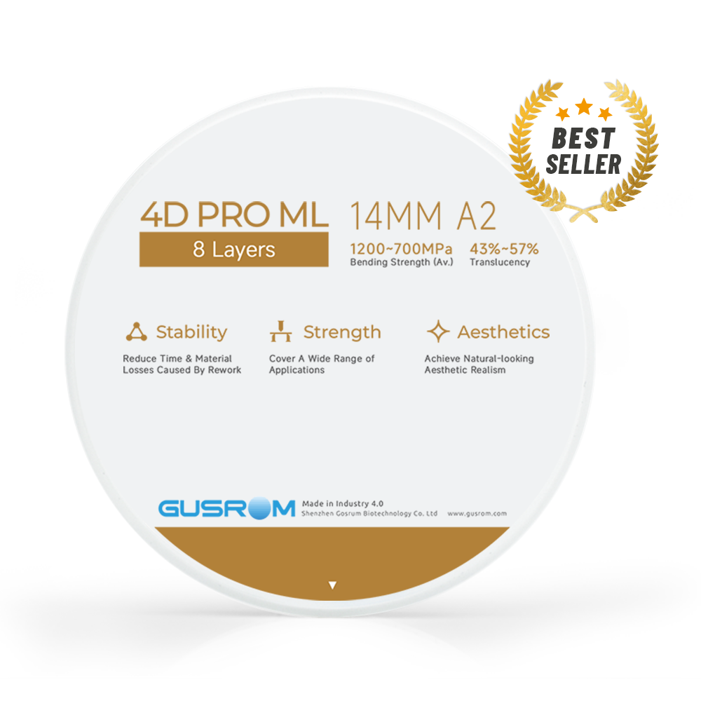 Gusrom 4D PRO ML Dental Zirconia Blocks Designed for Full-Arch Bridge