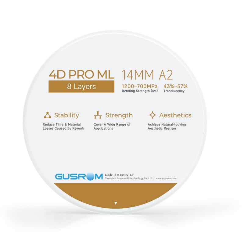 Gusrom 4D PRO ML Dental Zirconia Blocks Designed for Full-Arch Bridge